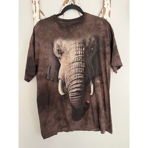 The Mountain Elephant T Shirt Mens XL Brown Short Sleeve Big Print USA Made